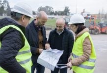 Dietrich y Ducoté recorrieron el avance de obra del distribuidor Las Magnolias de Panamericana en Pilar