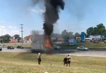 Panamericana: Se incendió un camión a la altura de Pilar Incendio Camion Panamericana