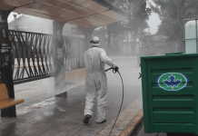 Desinfectan espacios públicos en Pilar para prevenir el coronavirus Pilar desinfección