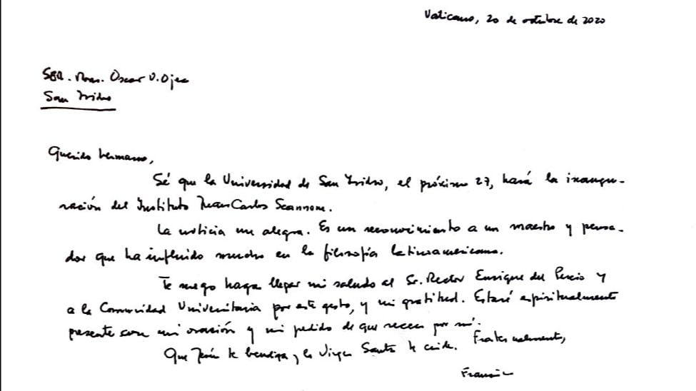 Vaticano Monseñor Ojea Carta Felicitacion