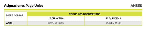 asignaciones pago unico