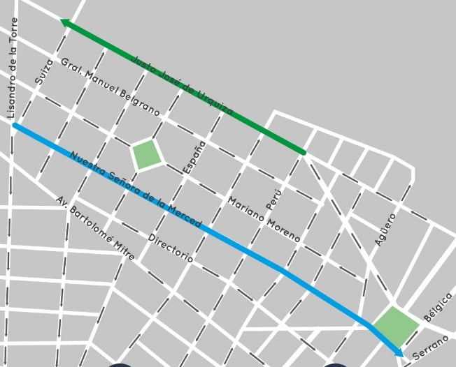 mapa cambio calles caseros