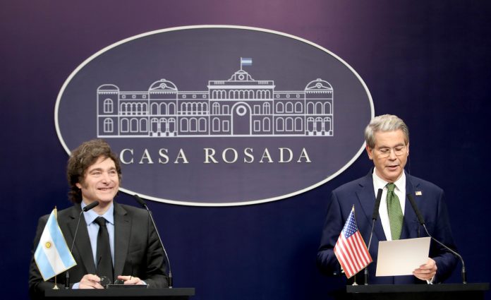 Javier Milei y el Secretario del Tesoro de los Estados Unidos, Scott Bessent